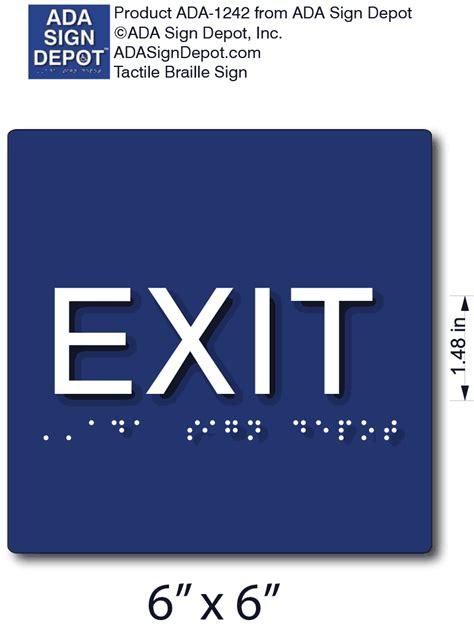 ADA Compliant Exit Signs - Tactile Text and Grade 2 Braille - 6" x 6 ...