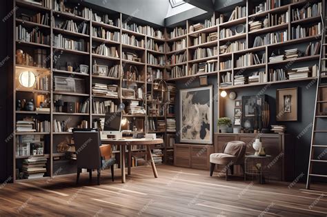 Premium AI Image | Bookshelf with books in a modern library