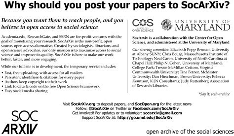 SocArXiv goes to the American Sociological Association – SocOpen: Home ...