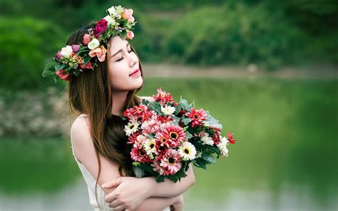 Free photo: Girl with Flowers - Activity, Blooming, Bouquet - Free Download - Jooinn