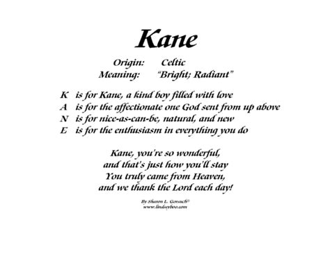 Meaning of Kane - LindseyBoo