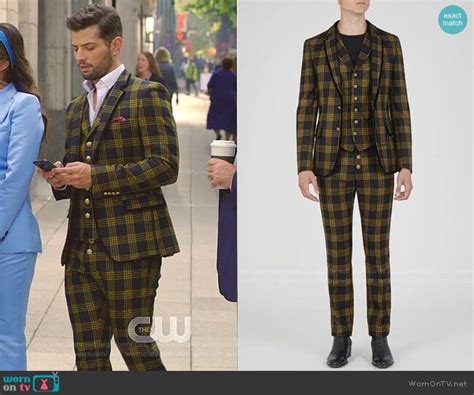 Sam’s black and yellow check suit on Dynasty | Dynasty outfits, Zebra ...