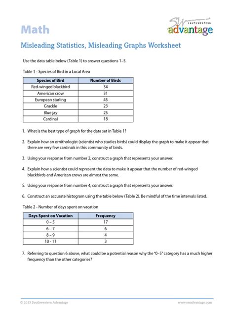 Misleading Statistics, Misleading Graphs Worksheet | Statistics | Science