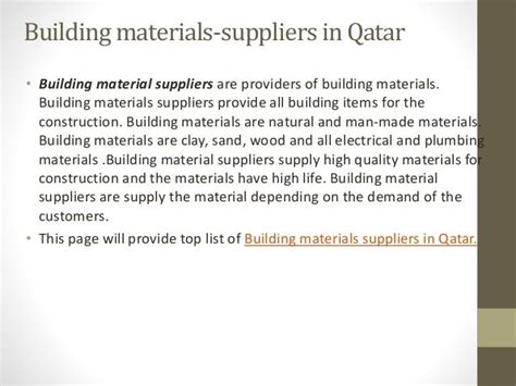 Building materials suppliers in qatar