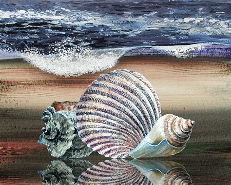 Three Seashells On The Beach Watercolor Art Painting by Irina ...