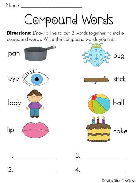 free printable compound words for 1st grade - Google Search | Compound words worksheets ...