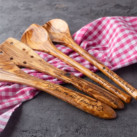 Personalized Wooden Kitchen Utensils (Set of 4) - Forest Decor