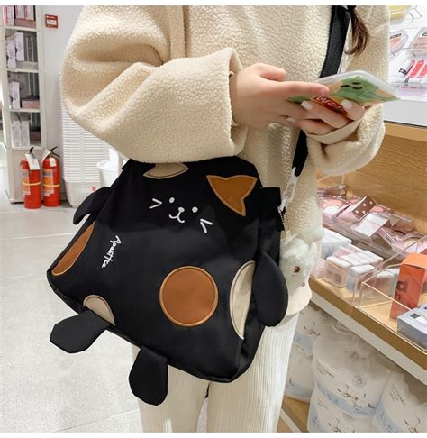 Cute Kitten Canvas Messenger Bag - Kawaii Fashion Shop | Cute Asian Japanese Harajuku Cute ...