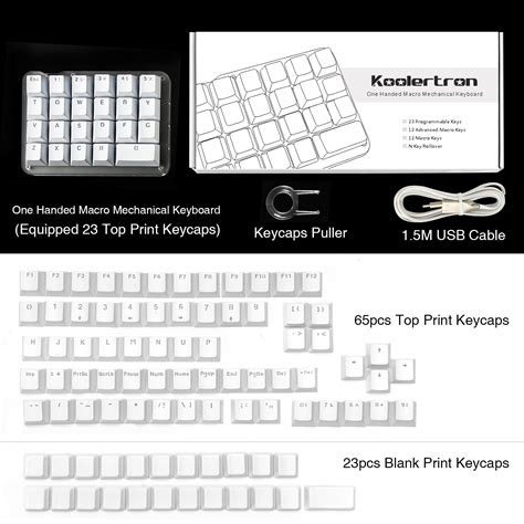 One Handed RGB Mechanical Keyboard Koolertron 23 Fully Programmable ...