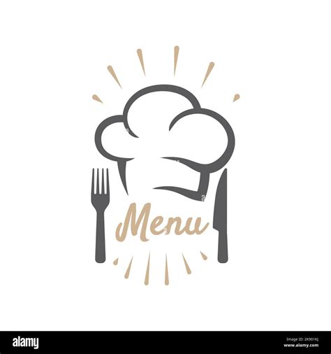 Menu logo with chef cap for restaurant. Vector food branding identity Stock Vector Image & Art ...
