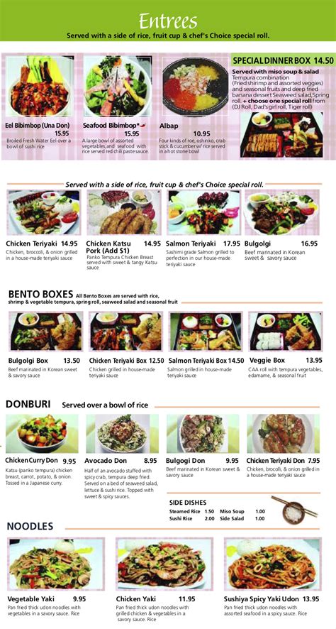 Menu - SushiYa East Lansing