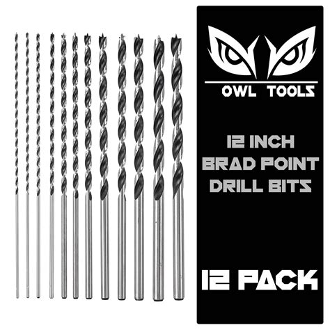 Buy Owl Tools Extra Long 12" Brad Point Wood Drill Bit Set (12 Pack ...