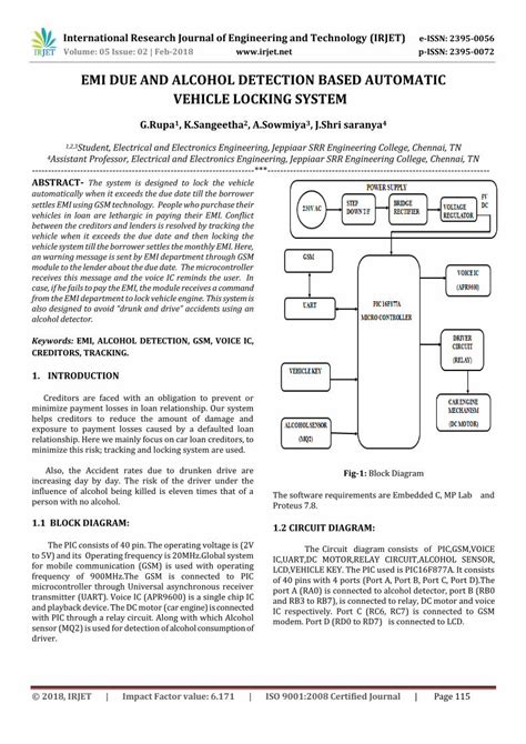 (PDF) EMI DUE AND ALCOHOL DETECTION BASED … · · 2018-02-07The PIC16F877A features 256 bytes of ...