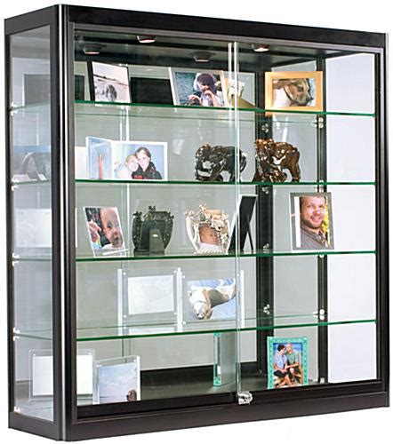 Wall Mounted Display Case with LED | 4 Glass Shelves