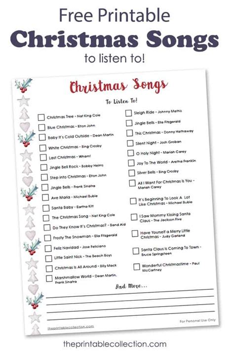 Printable List Of Christmas Songs