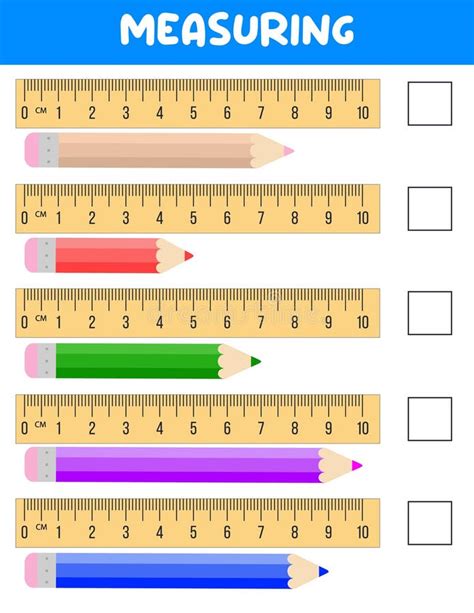 Measuring Length with Ruler. Education Developing Worksheet. Game for Kids.Vector Illustration ...