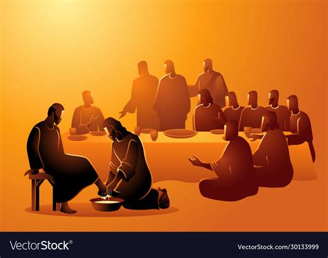 Jesus washing apostles feet Royalty Free Vector Image