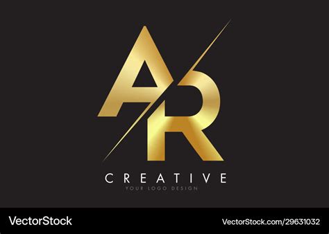 Ar a r golden letter logo design with creative Vector Image