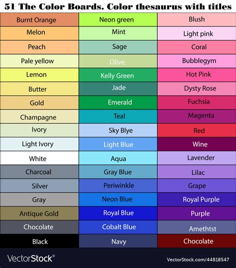 Colored board all colorful color thesaurus Vector Image