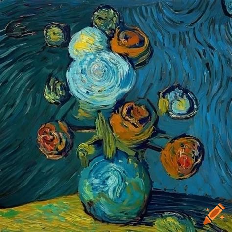 Painted bouquet of roses by van gogh
