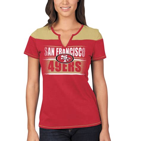 Women's San Francisco 49ers Majestic Scarlet/Gold Football Miracle T-Shirt