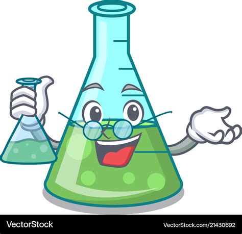 Professor science beaker character cartoon Vector Image