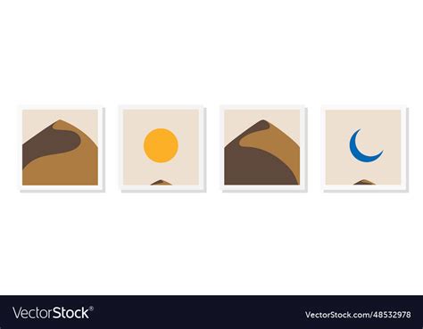 Desert landscape poster set minimal style Vector Image