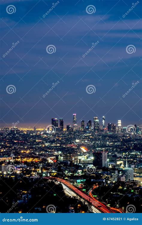 Night View of Los Angeles from Hollywood Hills Stock Image - Image of ...