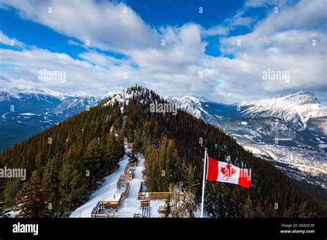 Scenic winter views from atop the Sulphur Mountain Gondola in Banff National Park Alberta Canada ...