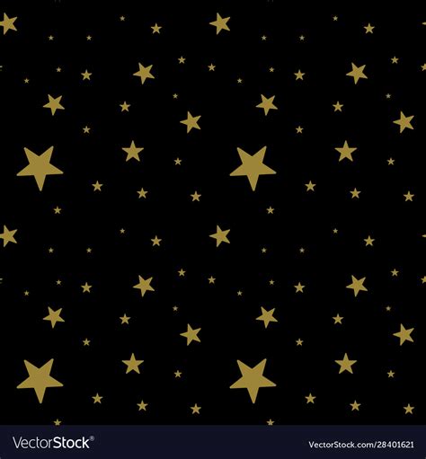 Dark pattern with gold stars on black background Vector Image