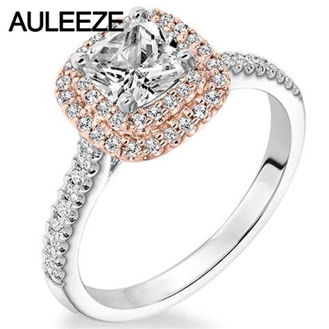 Double Halo 1CT Cushion Cut Simulated Diamond Engagement Wedding Ring ...