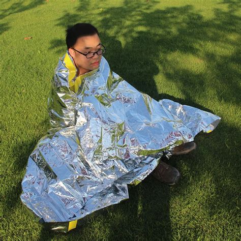 AOTU Mylar Emergency Shelter For Outdoor Survival Kits Use As Blanket, Sleeping Bag, Bivey For ...