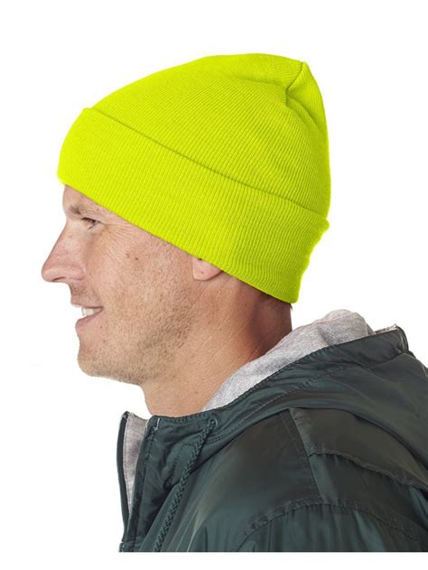 Knit Beanie with Cuff - Safety Yellow - CI117S8LSPZ