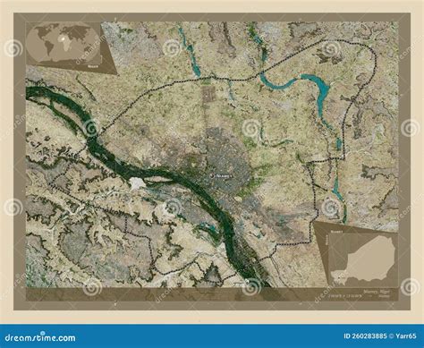 Niamey, Niger. High-res Satellite. Labelled Points of Cities Stock Illustration - Illustration ...