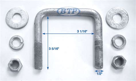 Galvanized U-Bolt 1/2 inch x 3 1/16 inch x 3 5/16 inch