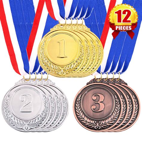 Buy Swpeet Metal Gold Silver Bronze Award Medals with Ribbon, Olympic Style Winner Medals for ...