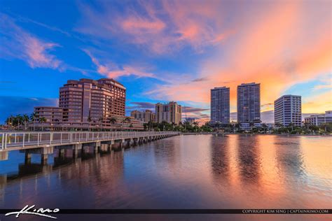 West Palm Beach Skyline Sunset Florida | Royal Stock Photo