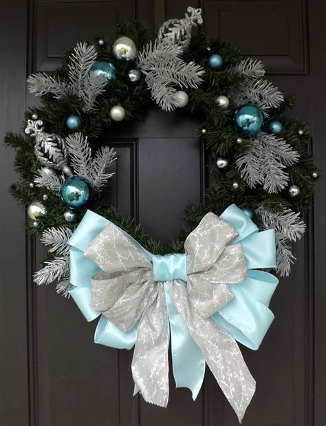 Huge Christmas Wreath Blue & Light Blue Ornaments Christmas Blue Way ...