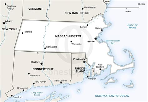 Vector Map of Massachusetts political | One Stop Map