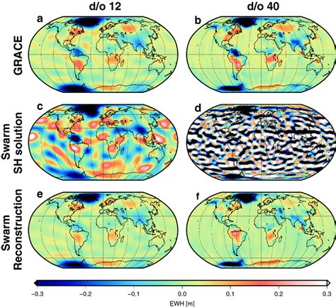 March 2016 e.w.h. surface mass change map. Left: d/o 12, right: d/o 40 ...