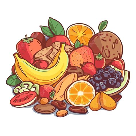 Healthy Snacks Clipart Nutritious Snacks And Fruit Collection Icon Vector Illustration Cartoon ...