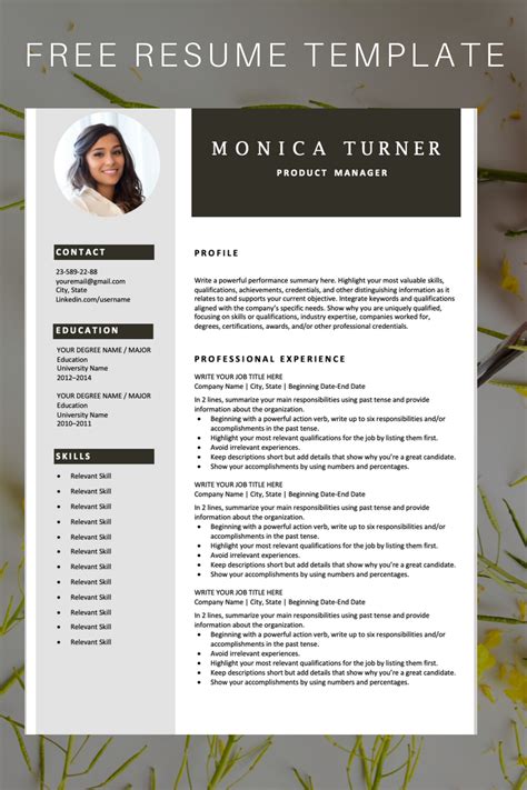 Modern Resume Template - Download for Free | Free resume template word, Downloadable resume ...