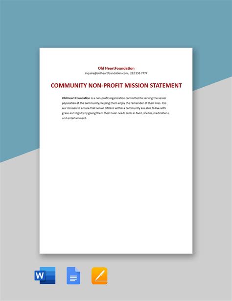 Community Nonprofit Mission Statement Template in Word, Google Docs - Download | Template.net