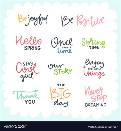 Cute lettering collection Royalty Free Vector Image