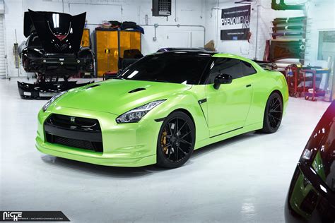 Lime Green Madness - Nissan GT-R With a Custom Vinyl Wrap — CARiD.com Gallery