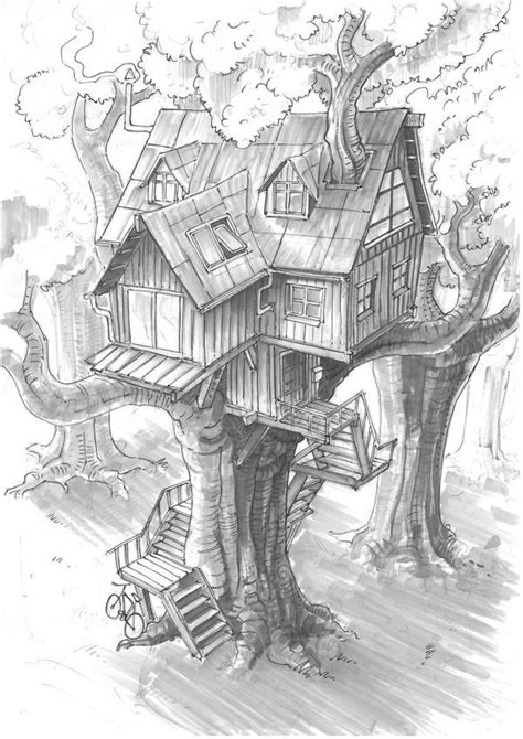 Il faut que j'essaie de le dessiné | Tree house drawing, Tree drawings pencil, Tree drawing