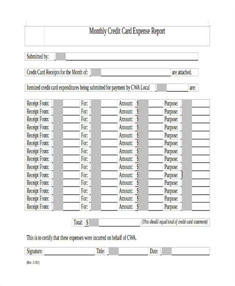 Credit Card Expense Report Template ~ MS Excel Templates