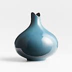 Etten Dark Blue Ceramic Vase 10" | Crate & Barrel Canada