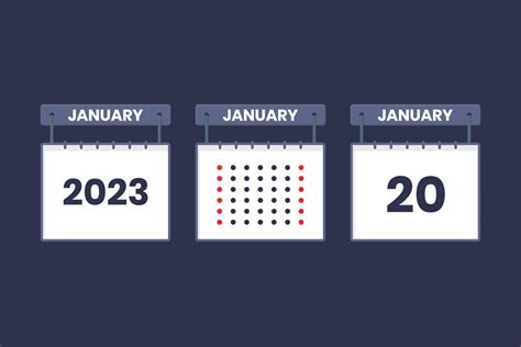 2023 calendar design January 20 icon. 20th January calendar schedule ...