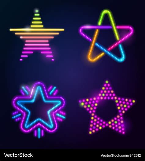 Decorative neon stars Royalty Free Vector Image